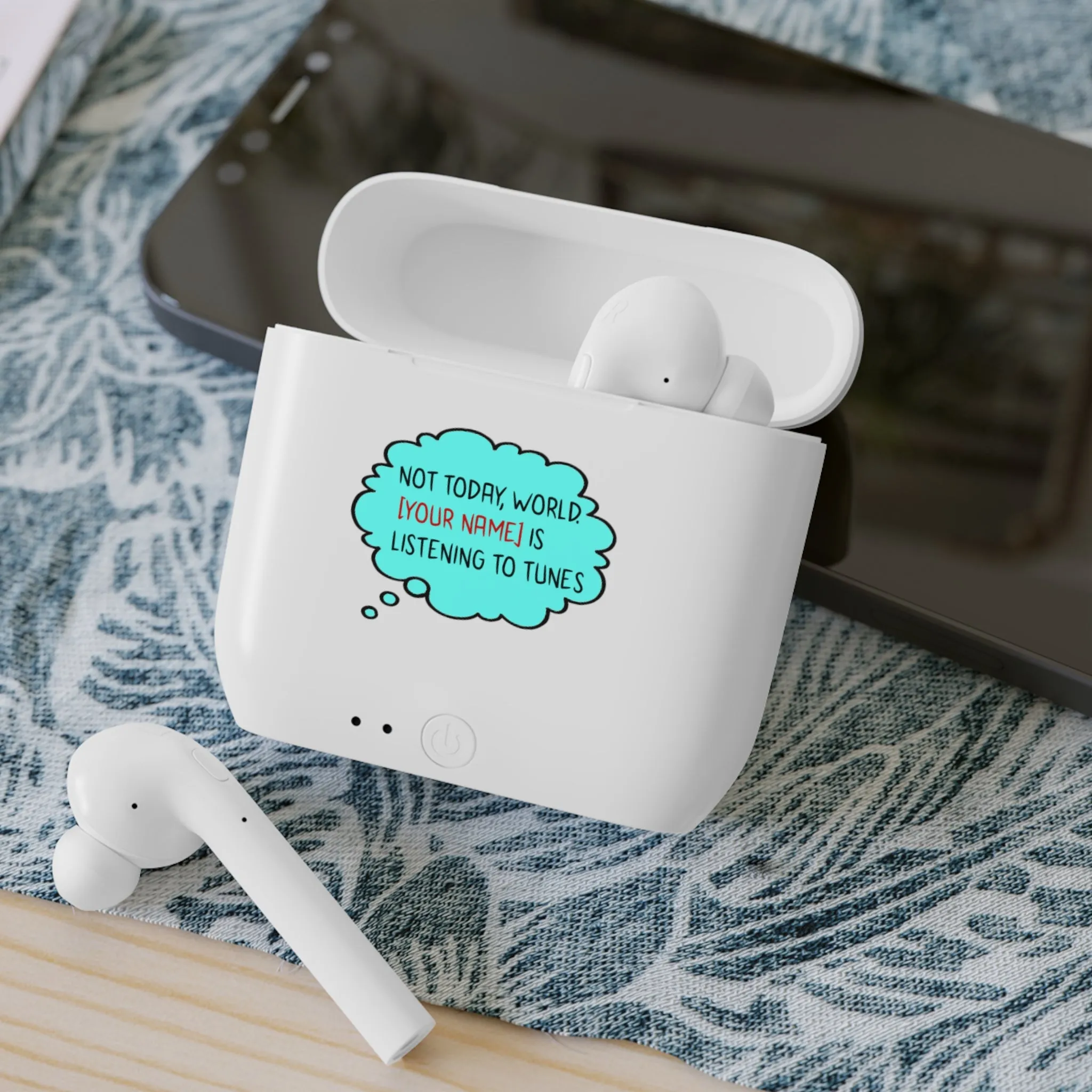 Wireless Earbuds with Customizable Funny Quote