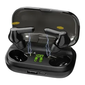 Wireless V5.0 Earbuds, IPX5 Water Resistant, In-Ear Stereo Headsets, TWS Noise Canceling, LCD Display, Magnetic Charging Dock