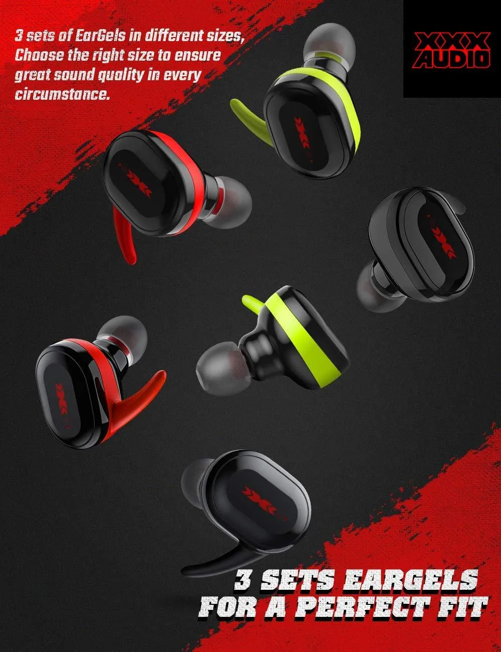 XXX-Audio True Wireless In-Ear Bluetooth Sports Earbuds [With Charging Case]