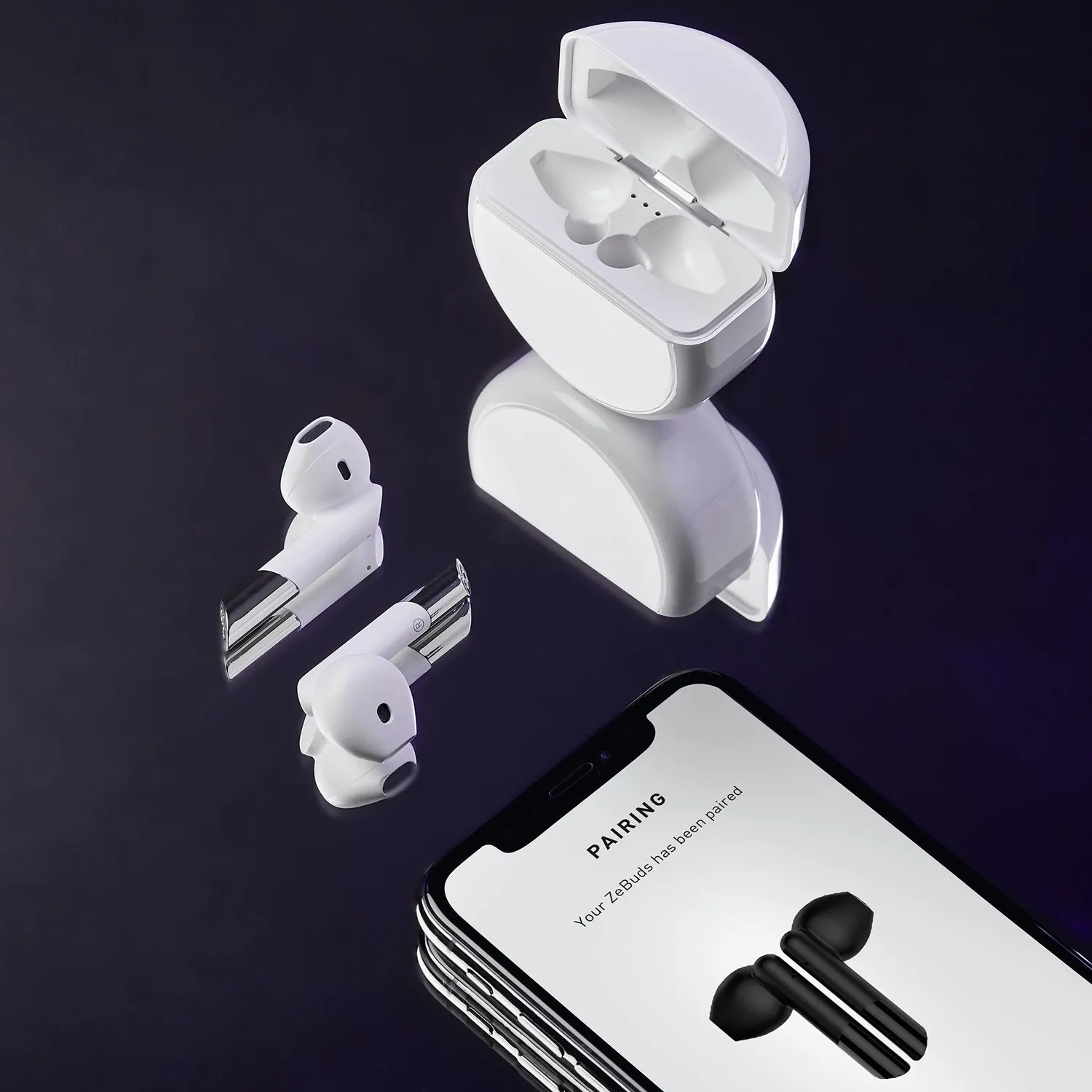 ZEBUDS PRO - TWS EARBUDS WITH Qi WIRELESS CHARGING CASE, IN SOPHISTICATED GLASS FINISHING